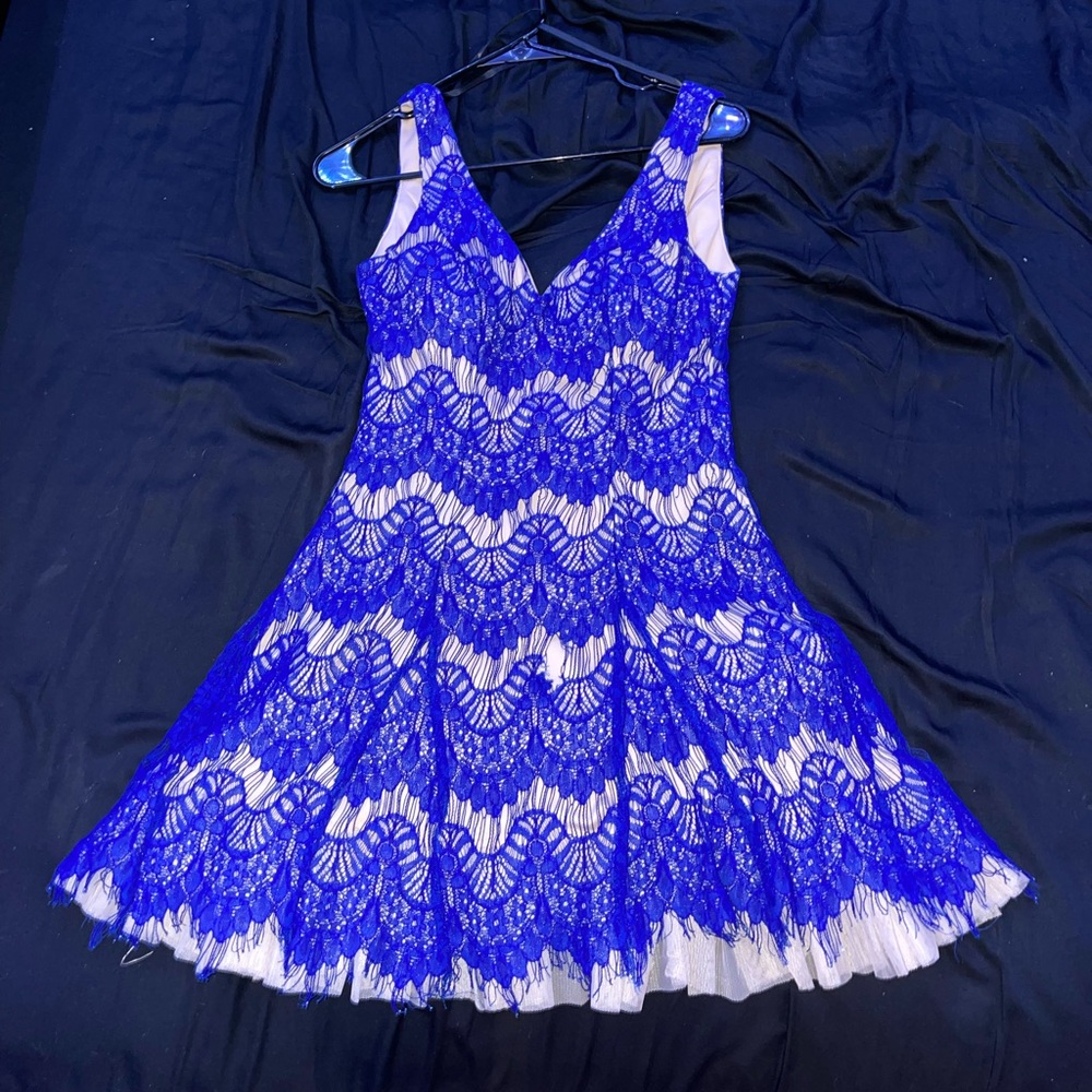 Royal blue lace formal gown